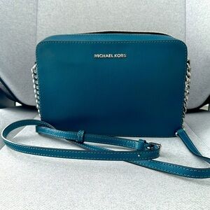 Michael Kors Leather Crossbody, Teal Color